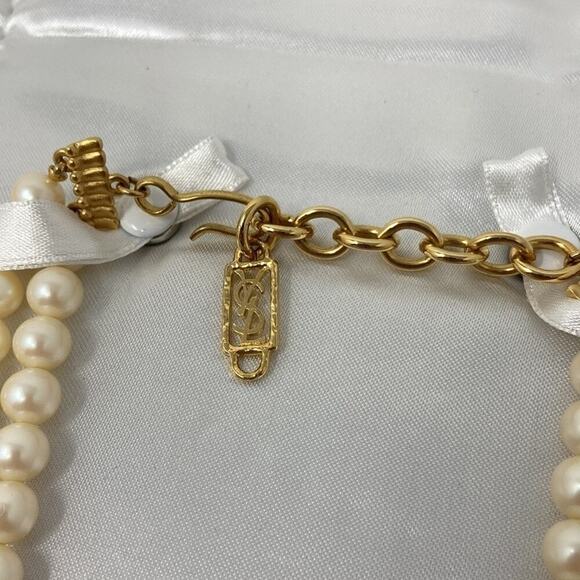 Yves Saint Laurent Vintage Faux Pearl Necklace – Statement Costume Jewelry YSL - Picture 9 of 11